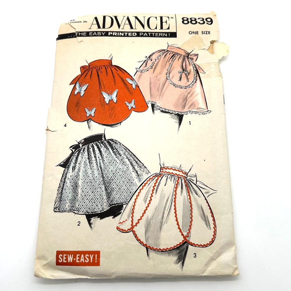 Advance Vintage 1950's Pattern‎ #8839 Half Apron One Size